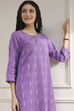 Purple Cotton Ikat Straight Kurta image number 1