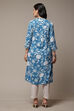 Sky Blue LIVA Straight Printed Kurta image number 2