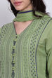 Green Cotton Straight Kurta Churidar Suit Set image number 1