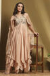 Beige Silk Chanderi Embroidered Asymmetric Suit Set image number 0