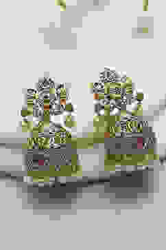 Gold Green Alloy Jhumka image number 0