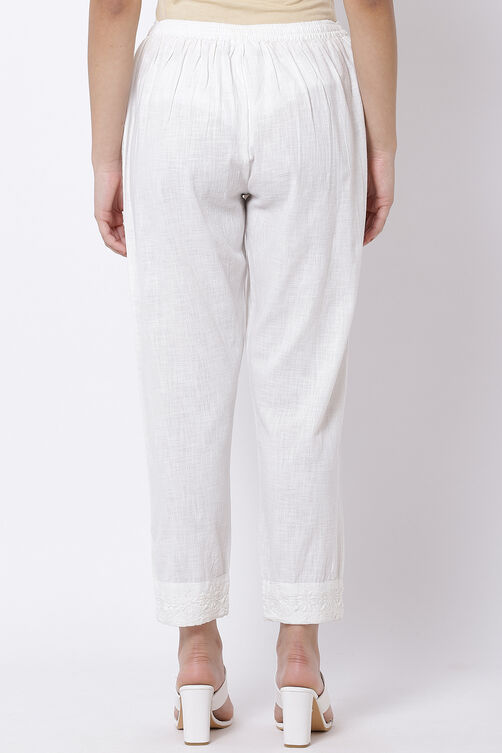 White Cotton Chikankari Pants image number 4