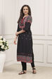 Teal Rayon Straight Printed Kurta image number 2
