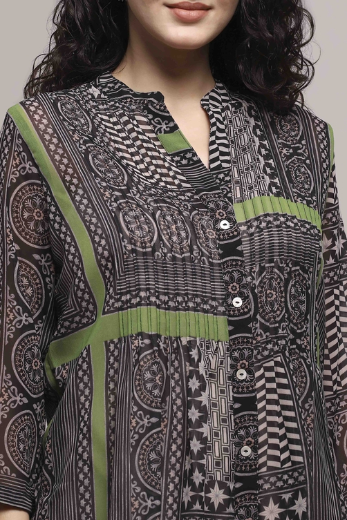 Natural Black Art Silk Straight Kurta image number 1