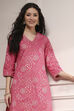 Beige Cotton Printed Straight Kurta image number 1