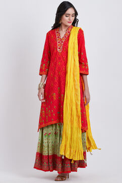 Yellow Cotton Solid Dupatta image number 0
