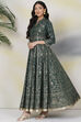 Green Cotton Fusion Dress