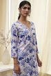 Blue and White Floral Printed Straight Kurta image number 1