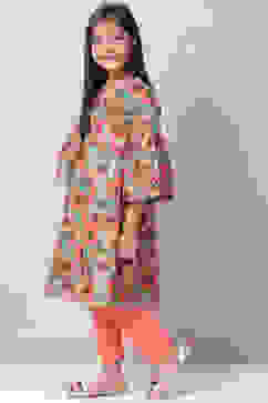 Sage Green Cotton Straight Printed Kurta Set image number 3