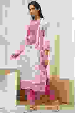 Pink Cotton Printed Straight Kurta image number 2