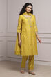 Lime Cotton Blend Straight Yarndyed Suit Set image number 5