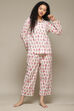 Off White & Pink Cotton Printed 2 Piece Sleepwear Set