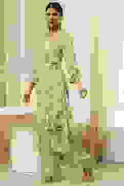 Green Modal Floral Printed Straight Kurta Set image number 3