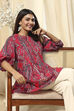 Magenta Cotton Printed A-Line Short Kurta image number 0