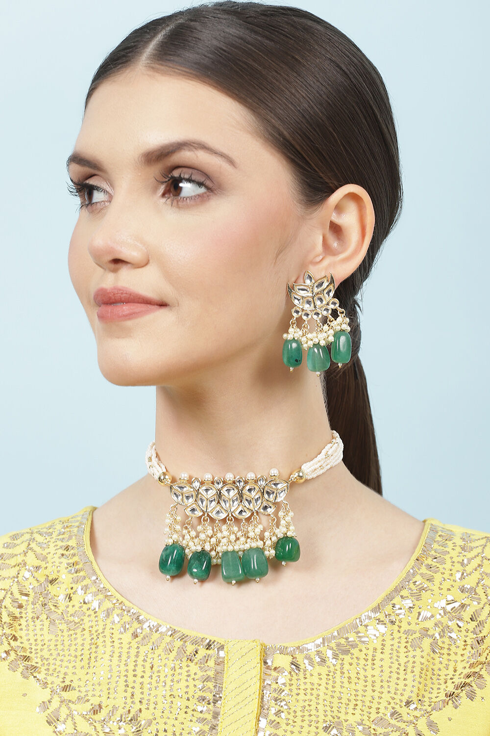 Dark Green Alloy Necklace Set image number 3