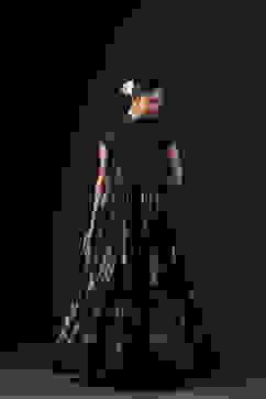 Rohit Bal Black Cotton Silk Anarkali Printed Suit Set image number 9