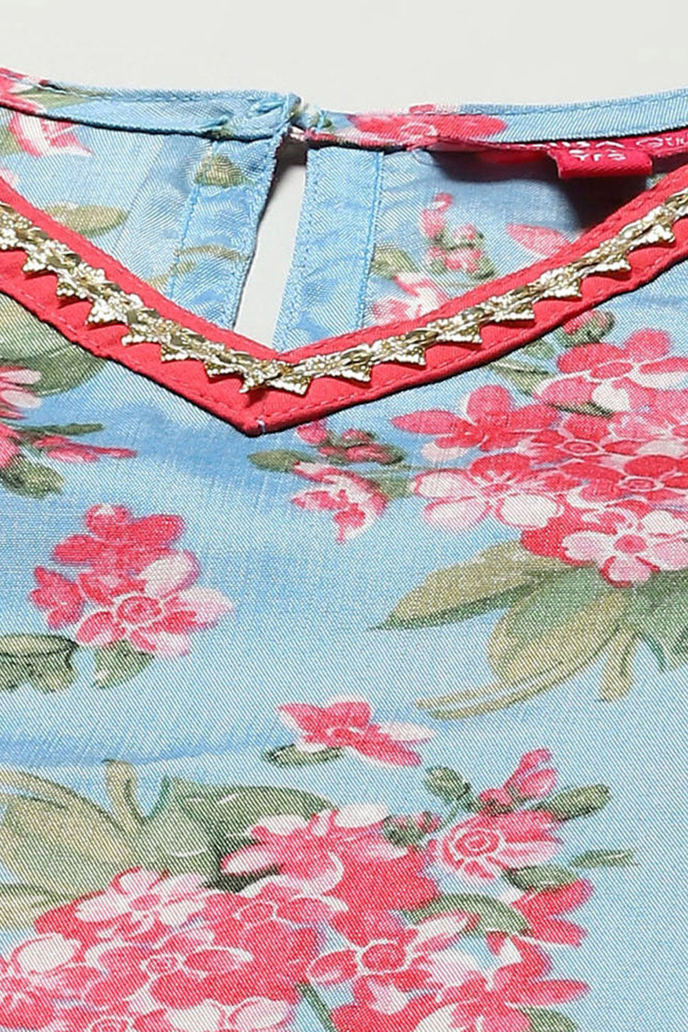 Blue Cotton Viscose Straight Printed 2 Piece Set image number 1