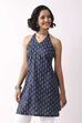 Indigo Cotton Printed A Line Short Kurti image number 6