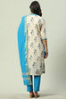 Off White Cotton Unstitched Suit Set image number 4