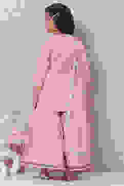 Onion Pink Art Silk Sharara Kurta Garara Suit Set image number 4