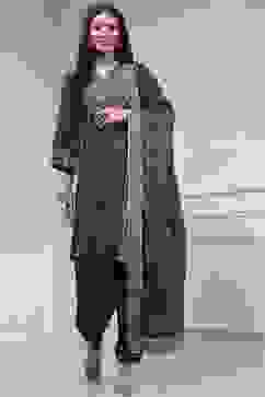 Teal Blue Printed Straight Suit Set image number 6