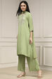Sage Green Solid Straight Suit Set image number 3