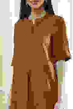 Brown Solid Straight Kurta Set image number 1