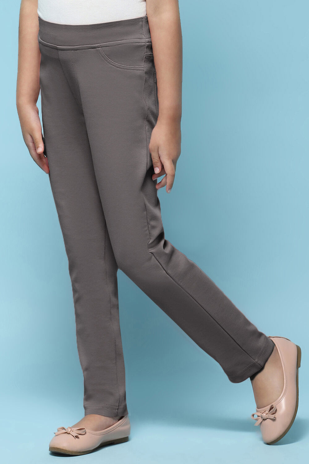 Grey Cotton Lycra Skinny Jeggings image number 2