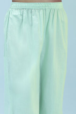 Turquoise Cotton Straight Suit Set image number 2