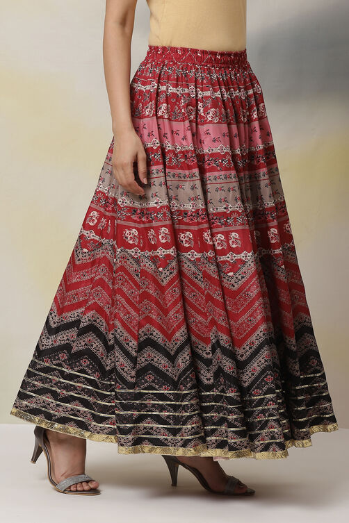 Red Straight Art Silk Skirts image number 0