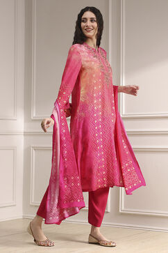 Pink Printed Straight Suit Set image number 5
