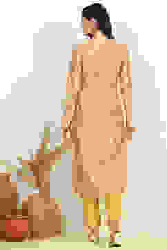 Yellow Muslin Unstitched Suit Set image number 5