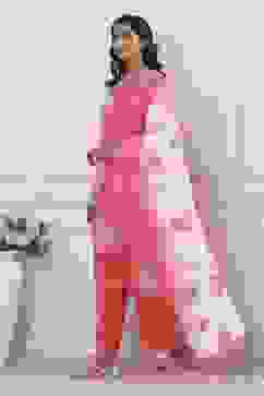 Coral Floral Printed Straight Suit Set image number 3