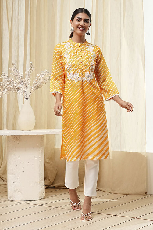 Coral Polyester Straight Kurta image number 5