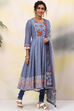 White And Pink Cotton Anarkali Kurta Churidar Suit Set image number 6