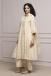 Cream Silk Metallic Gathered Suit Set image number 3
