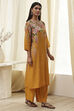 Mustard Yellow Floral Straight Kurta Set image number 5