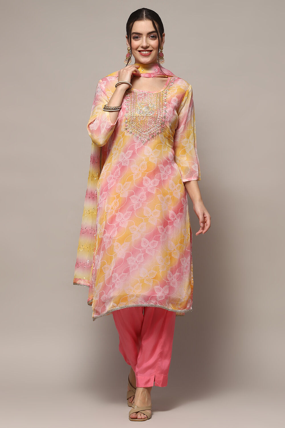 Blue Organza Unstitched Suit set image number 7