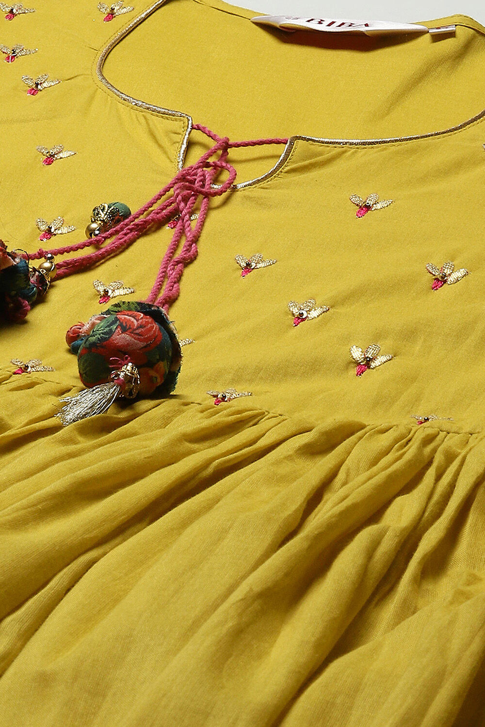 Lime Green Cambric Anarkali Kurta Palazzo Suit Set image number 1