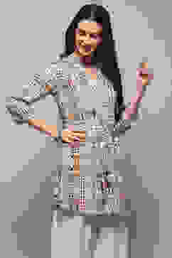 Brown Printed Straight Short Kurta image number 4