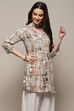Brown Printed Straight Short Kurta image number 4