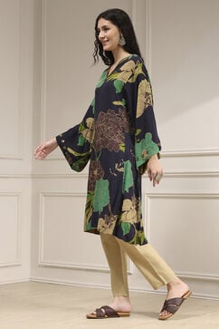 Charcoal Viscose Rayon A-Line Printed Kurta image number 1