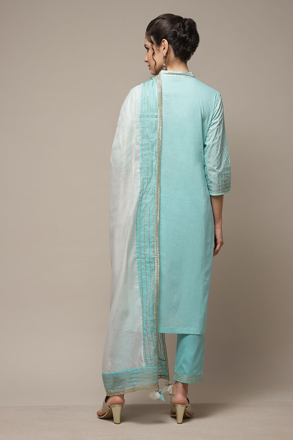 Fuchsia Cotton Straight Kurta Pants Suit Set image number 2