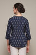 Navy LIVA Straight Printed Kurti image number 4