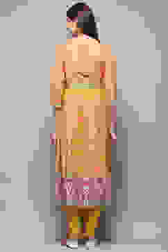 Yellow Rayon Anarkali Kurta Churidar Suit Set image number 5