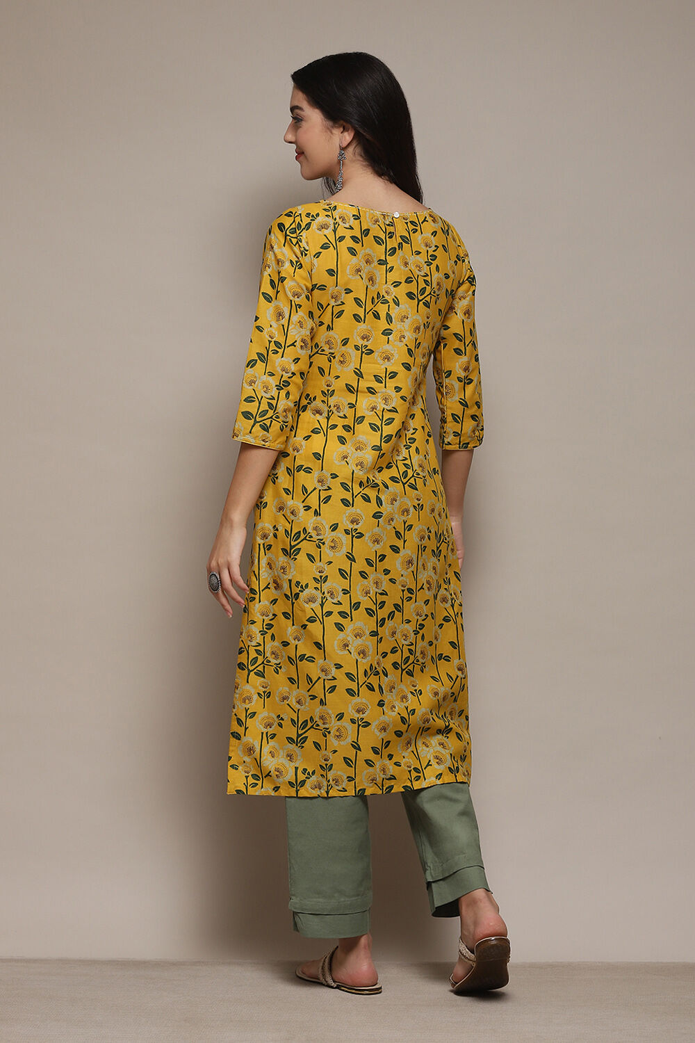 Fuchsia Cotton Straight Printed Kurta image number 1