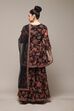 Black Floral Printed Flared Kurti & Garara Suit Set image number 4