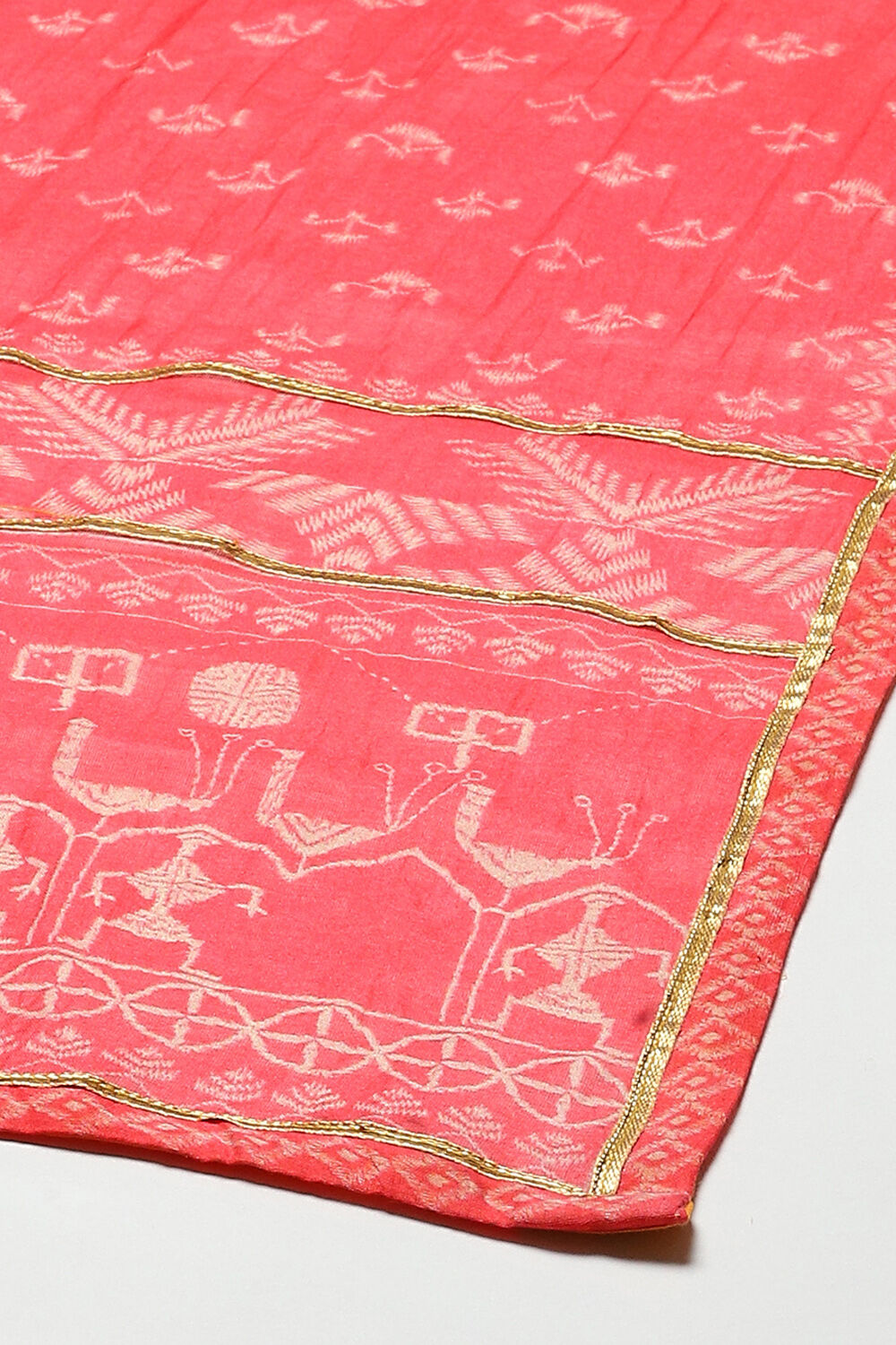 Beige Cotton Blend Straight Kurta Palazzo Suit Set image number 3