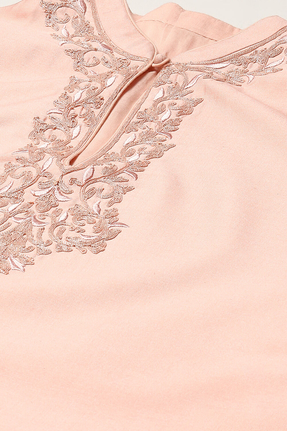 Rohit Bal Peach Cotton Blend Straight Kurta Suit Set image number 1