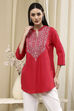 Raspberry Cotton Straight Kurti image number 5